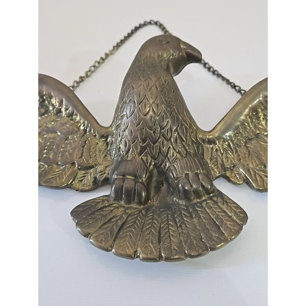 Vintage Brass Bald Eagle Wall Hanging Patriotic Americana USA Collectible Decor